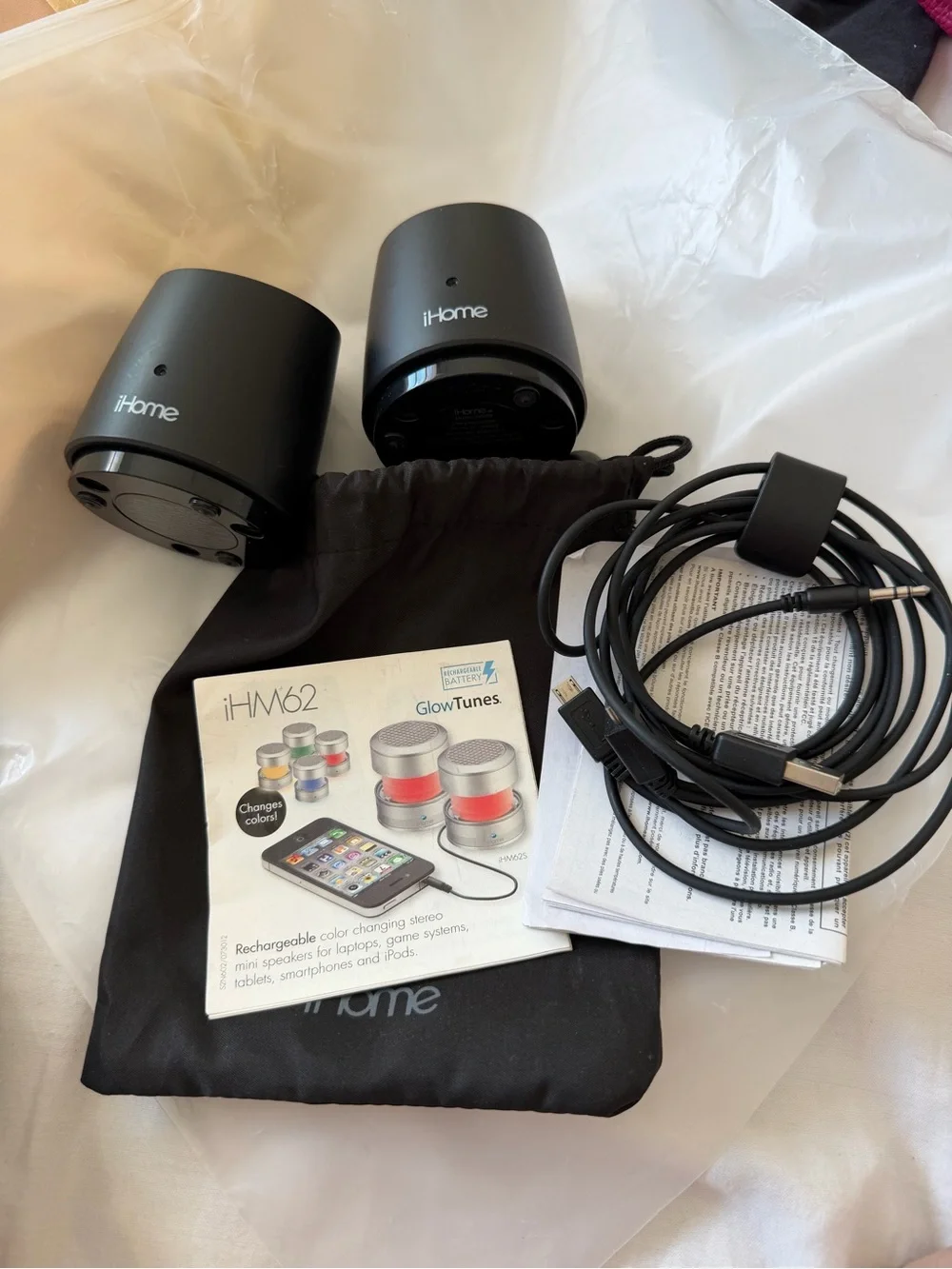 iHome IHm62 GlowTunes Portable Bluetooth Speakers - Black